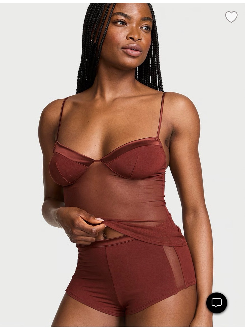 Victoria's Secret Sheer Underwire Camisole & Boyshorts Set - Rust